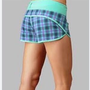 Lululemon Athletica Blue Green Plaid Athletic Shorts